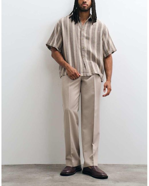ASOS Gray Smart Double Pleated Wide Leg Trousers for men