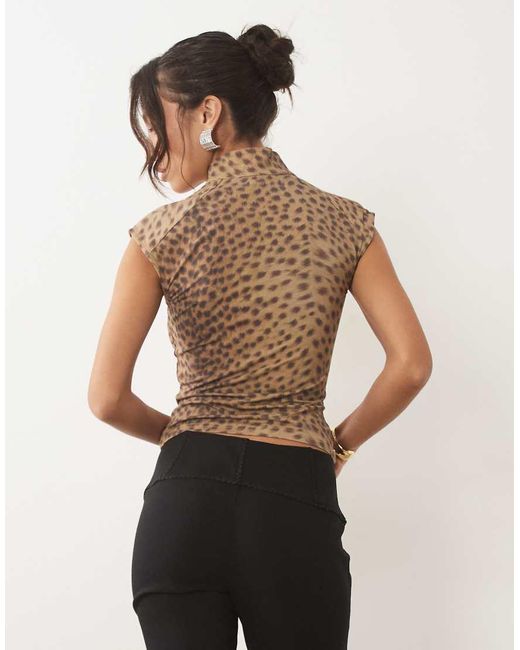 I.AM.GIA Multicolor Georgia High Neck Tie Front Cutout Detail Top