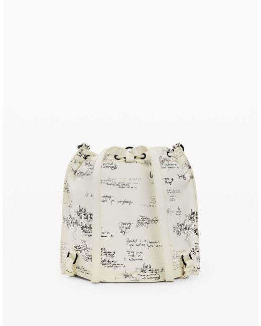 Desigual White Medium Backpack Lettering