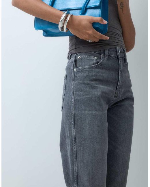 Vaqueros Grises Elásticos De Pernera Recta Cómoda De ASOS de color Blue