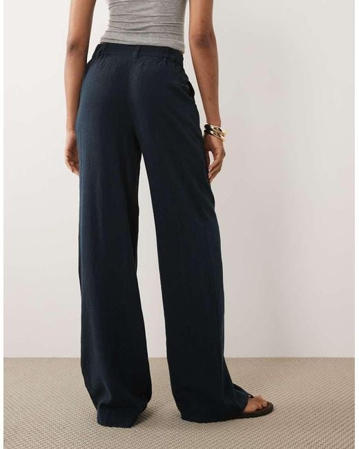 ASOS Blue Asos Design Tall Wide Leg Trousers With Pleat Detail