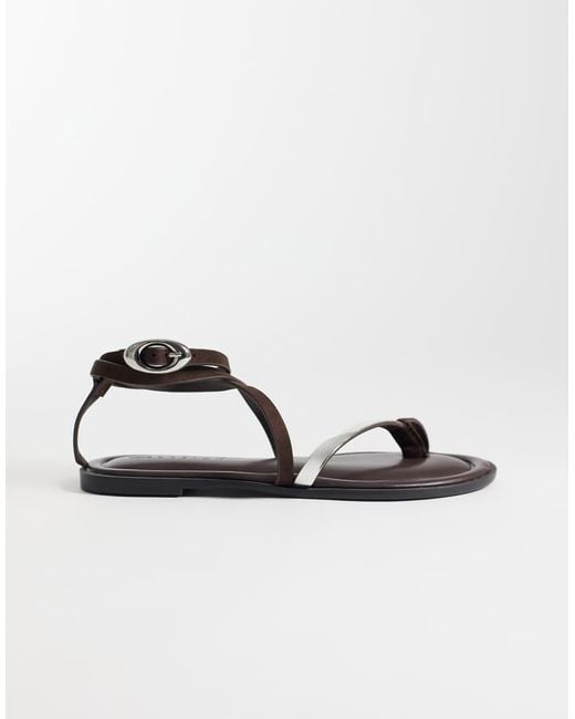 ASOS Metallic Florence Toe Loop Strappy Sandals