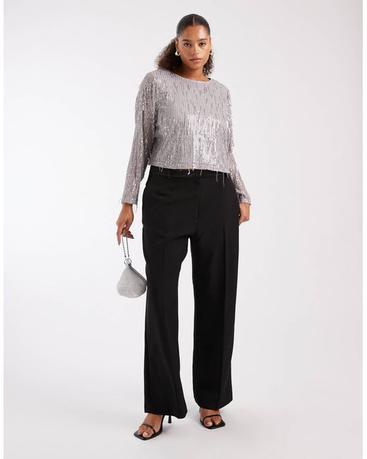 Crop top à sequins ONLY en coloris Gray