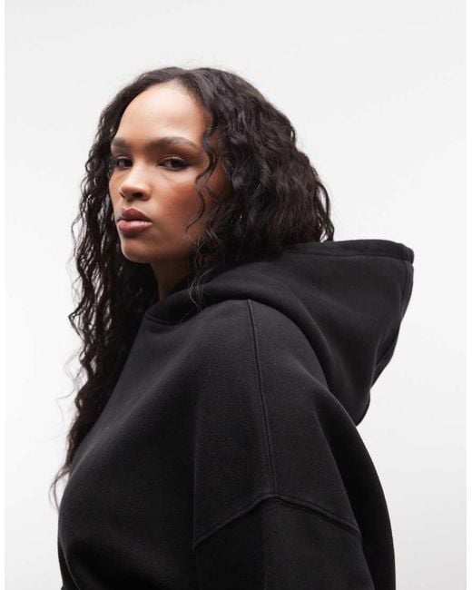 4505 Black Curve Icon Rest Day Heavyweight 440gsm Cotton Cocoon Oversized Hoodie