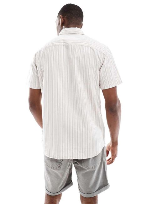 Jack & Jones Gestreept Overhemd Met Korte Mouwen in het White voor heren
