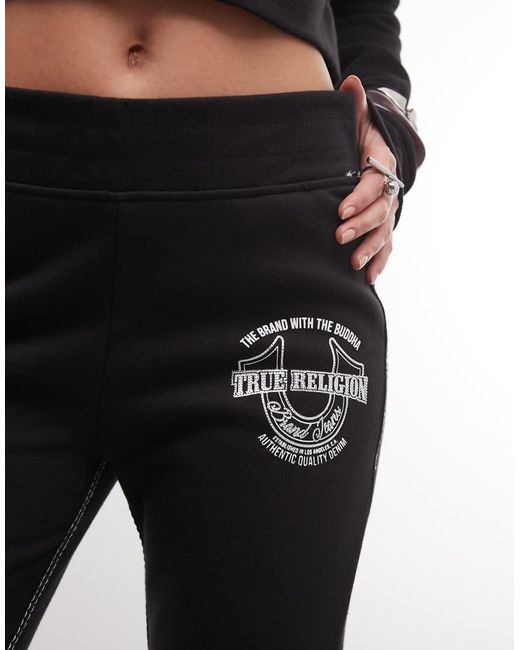 True Religion Black Crystal Big T Mid Rise Bootcut Trousers Co-ord