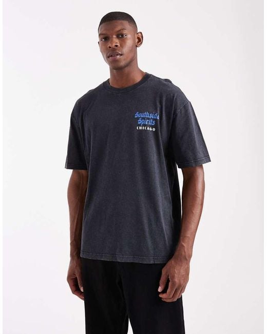 Hollister Blue baggy Short Sleeve Ghost Graphic T-shirt for men