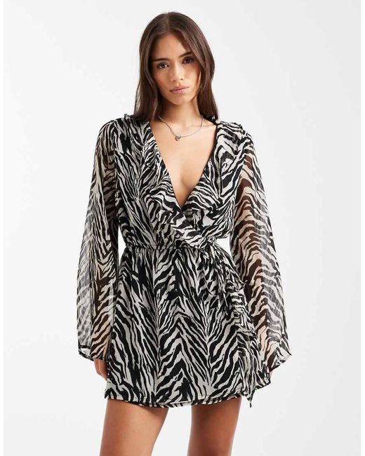 Wednesday's Girl Black Wrap Detail Mini Dress