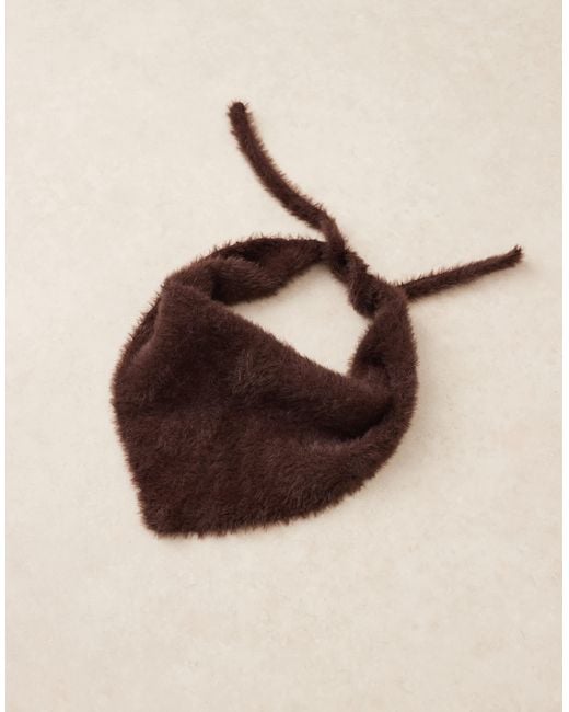 ASOS Brown Knit Small Fluffy Tie Triangle