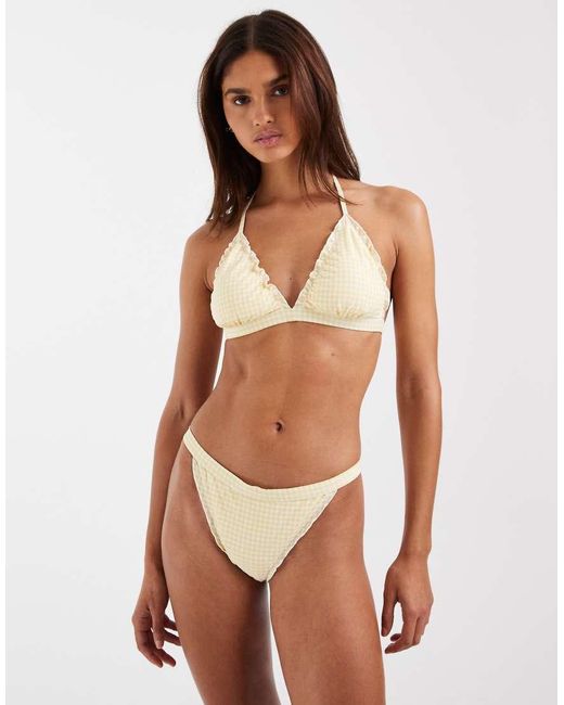 Vero Moda Yellow Gathered Triangle Bikini Top