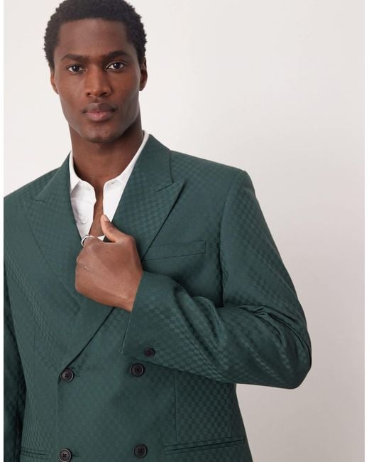 ASOS Green Double Breasted Regular Suit Jacket for men