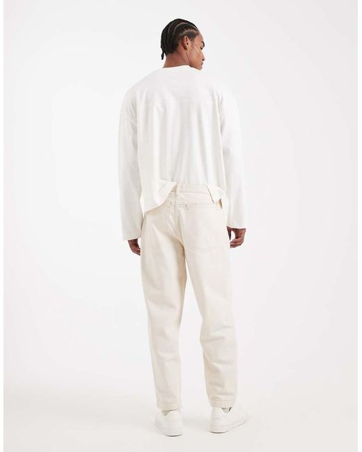 ASOS Natural Circular Design Collection Co-ord Relaxed Tapered Jeans for men