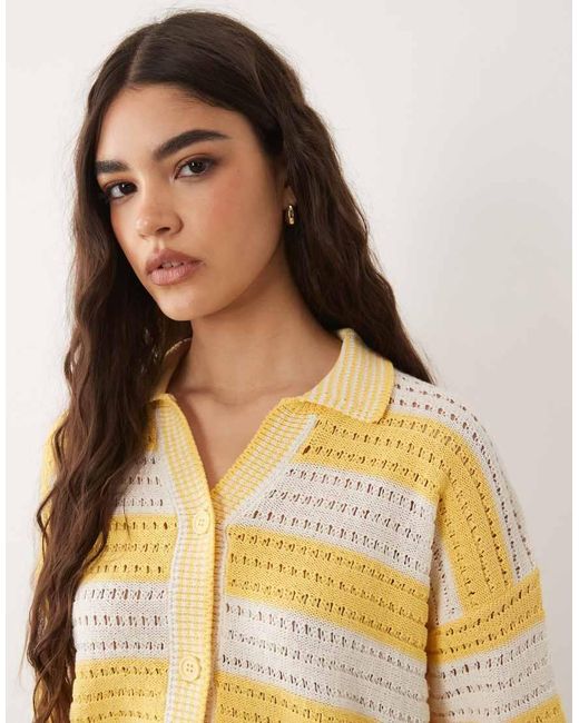 ASOS Natural Sally Beach Knit Button Through Top Co Ord