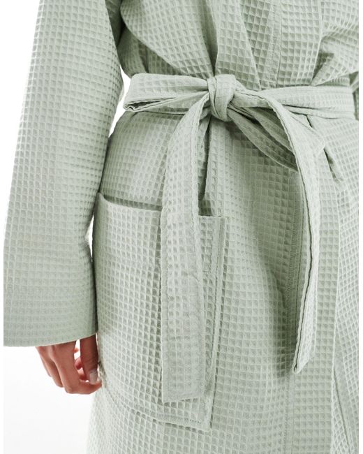 Loungeable White Cotton Waffle Robe
