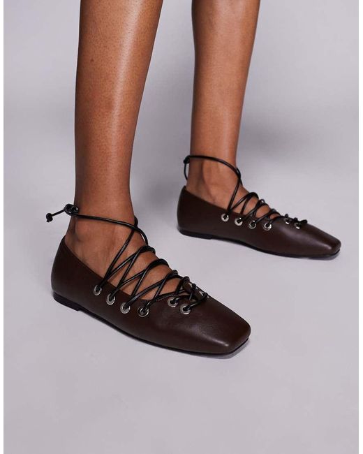 Public Desire Brown Lace Up Shoes