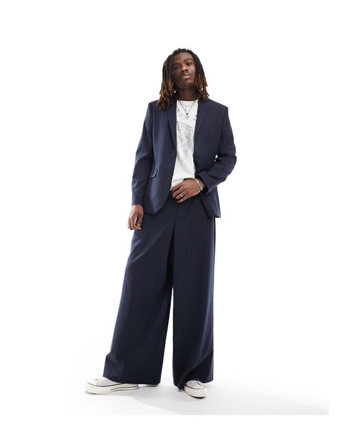 ASOS Blue Extreme Wide Suit Pants for men