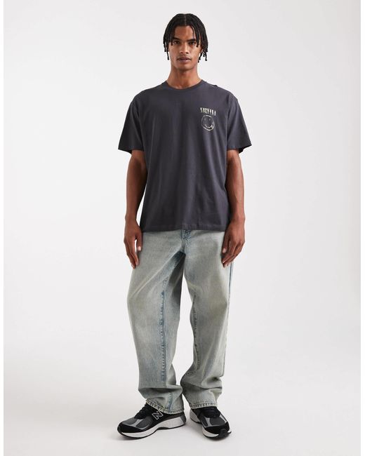 Jack & Jones Gray Oversized T-shirt With Nirvana Print for men