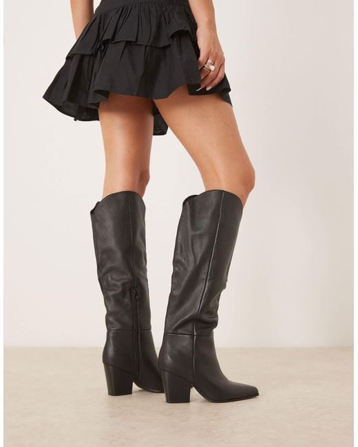 ALDO Natural Kaely Wide Leg Western Detail Knee High Boots