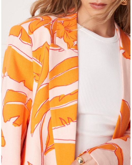 ASOS Orange Relaxed Blazer Co-ord With Linen