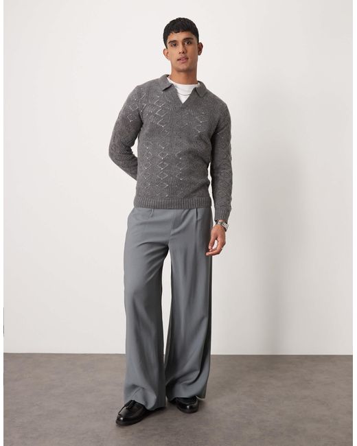 ASOS – locker geschnittene, elegante hose in Gray für Herren