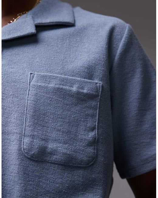 Rhythm Blue Vintage Terry Polo Beach Top for men