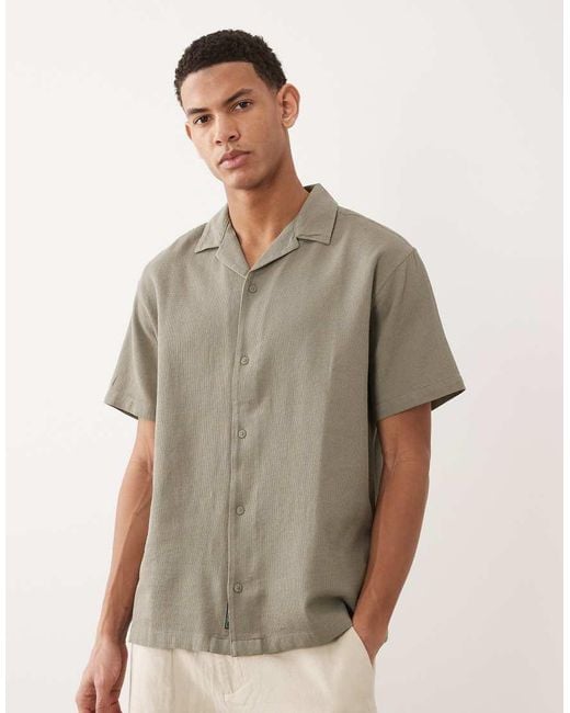 Jack & Jones Green Waffle Short Sleeve Shirt for men