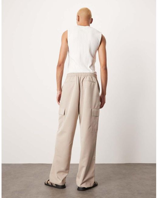 Pantaloni Cargo Eleganti A Fondo Ampio Color Pietra Con Elastico di ASOS in Natural da Uomo