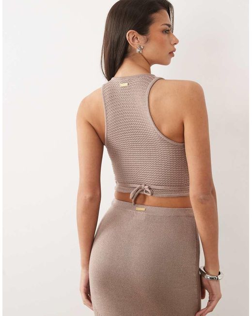 Honest The Label Natural Taura Knitted Wrap Top