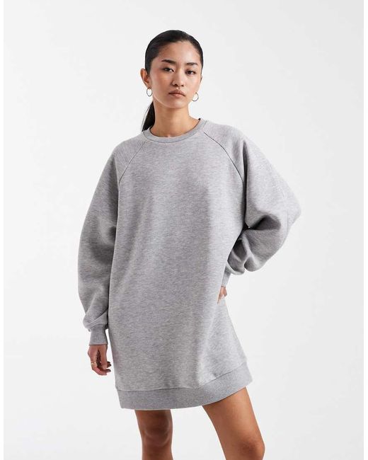 ASOS Gray Long Sleeve With Keyhole Mini Sweat Dress