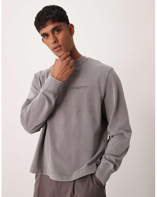Abercrombie & Fitch Tijdloos Oversized T-Shirt Met Lange Mouwen En Logo in het Gray voor heren