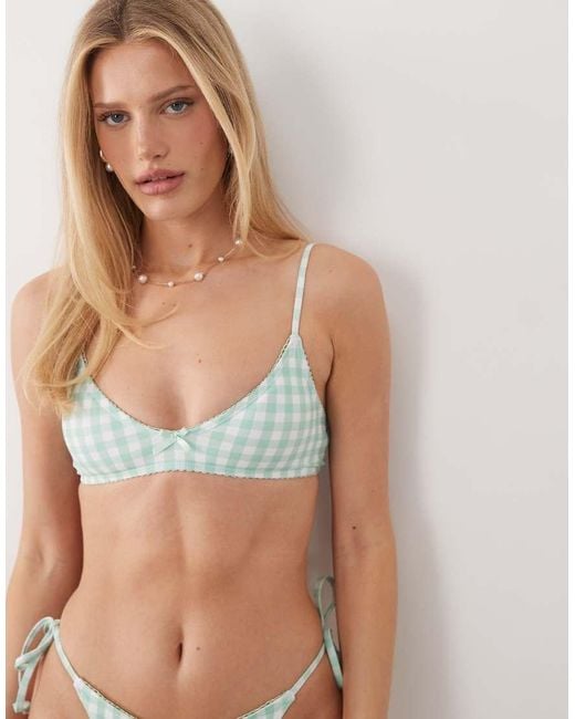 The Frolic Green Exclusive Scoop Neck Bow Front Bikini Top Co-ord