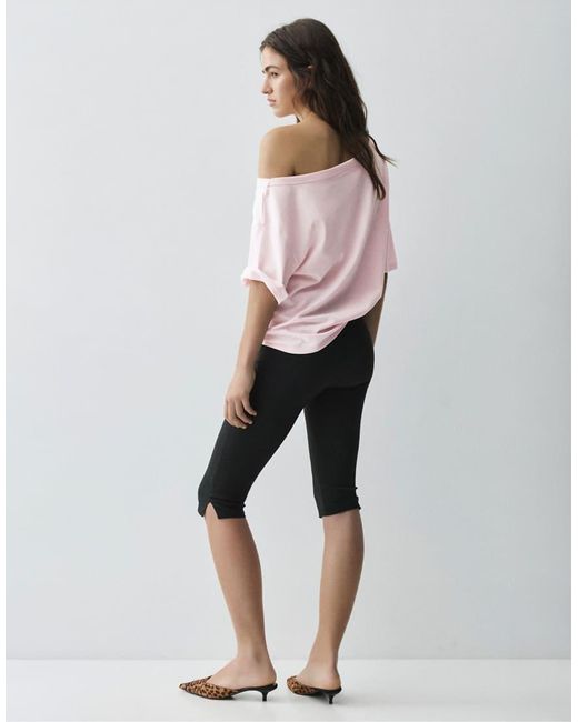 Pull&Bear White Asymmetric Short Sleeve T-shirt