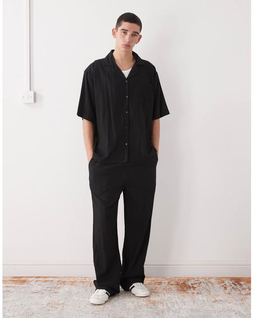 Collusion – strukturiertes hemd aus webstoff in Black für Herren