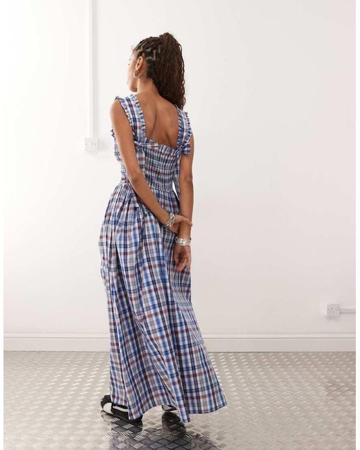 Collusion Blue Check Maxi Dress