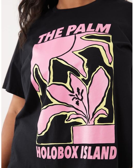 ASOS Black Asos Design Curve T-shirt With The Palm Abstract Art Graphic