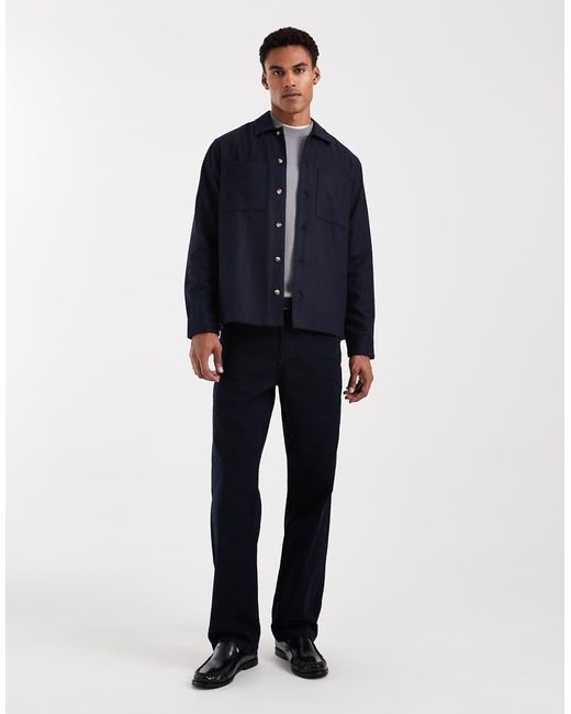 ASOS Blue Wool Mix Overshirt for men