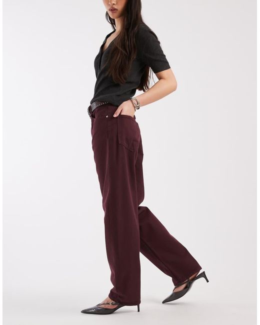 ASOS Red Slim Barrel Jeans