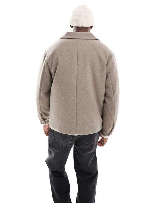 Jack & Jones Natural Wool Mix Cropped Jacket With Pockets for men