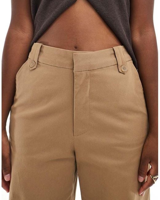 ONLY Chino Met Hoge Taille En Wijde Pijpen in het Natural
