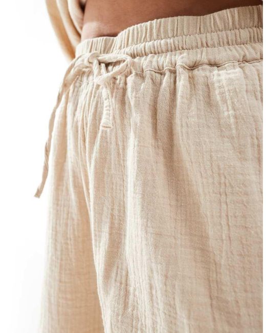 ONLY Natural Cheesecloth Pull On Shorts
