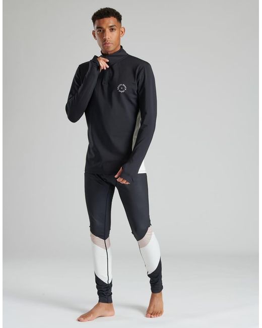 South Beach Black Ski Fleece Back Leggings for men