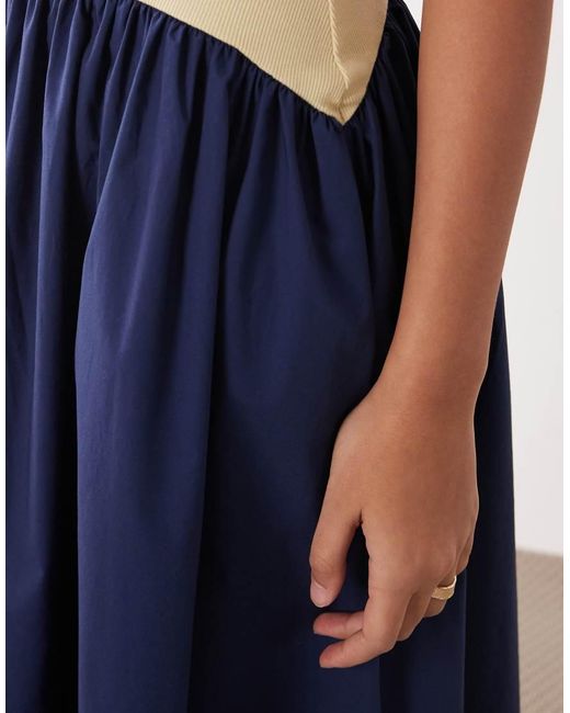 ASOS Blue Sleeveless Scoop Neck Hybrid Maxi Dress
