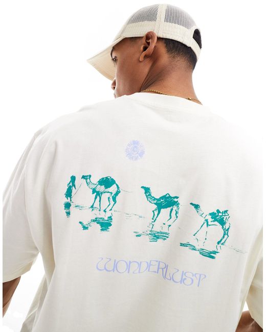 T-shirt oversize sporco con stampa di cammelli sul retro di ASOS in Blue da Uomo