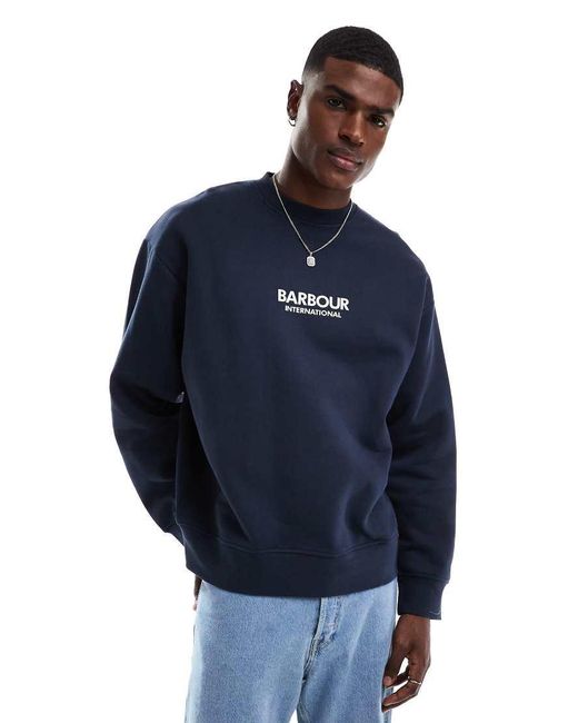 Sudadera Azul Marino Extragrande Con Logo Formula De Barbour de hombre de color Blue