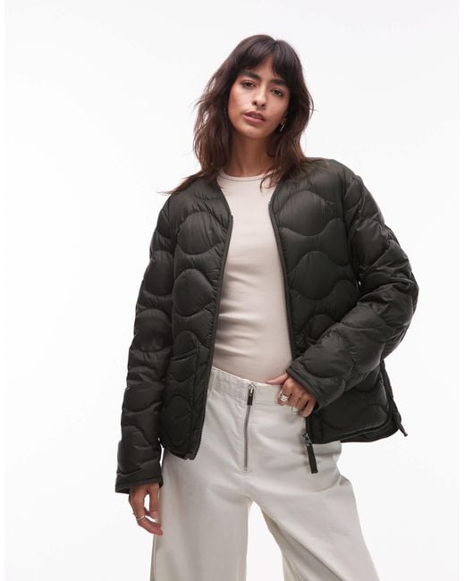 ARKET Brown Quilted Jacket With Zip Front