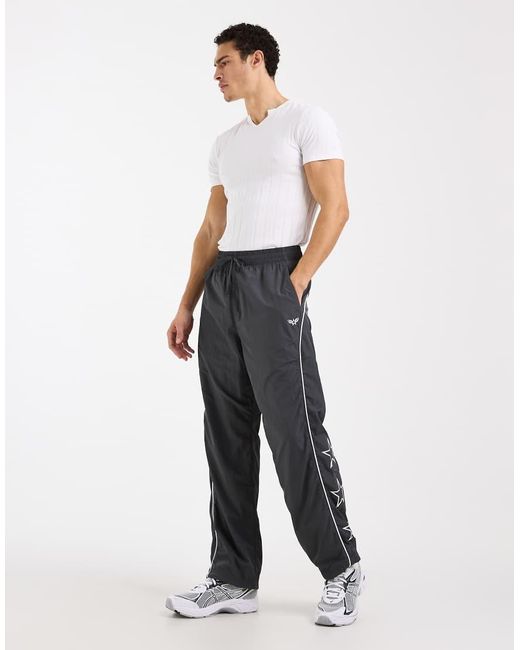 Hollister White Contrast Piping baggy Track Bottoms for men