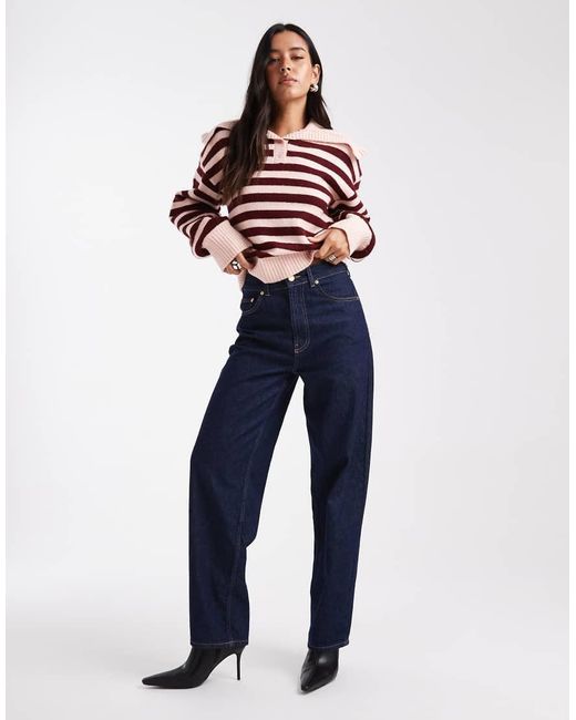 The Frolic Red Exclusive Ruffle Oversized Collar Button Through Jumper