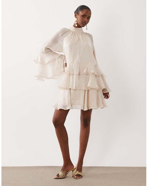 Gina Tricot Natural Flowy Frill Mini Dress