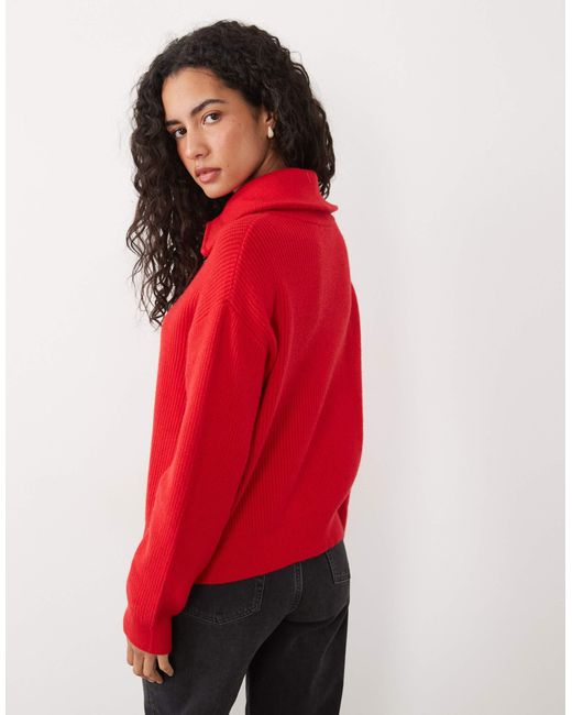 Pull à col zippé quart Mango en coloris Red