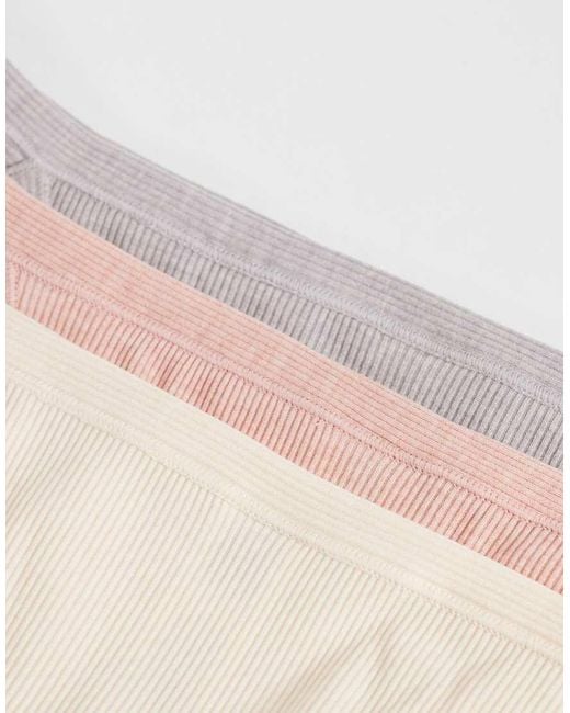 ASOS White 3 Pack Ribbed 90's Tanga Brazilian Briefs